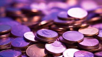 Background with coins is Purple color - obrazy, fototapety, plakaty