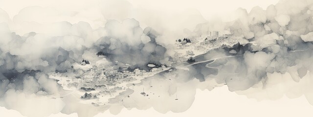 abstract map of Fukushima, duotone velvet grey and cream - obrazy, fototapety, plakaty
