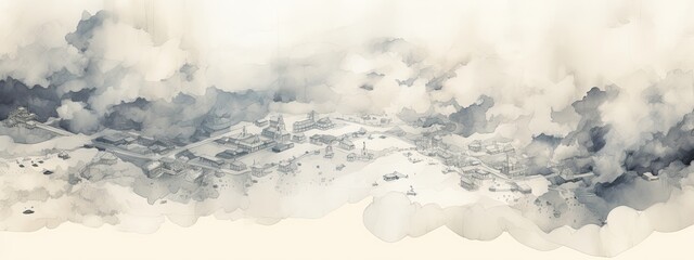 Naklejka premium abstract map of Fukushima, duotone velvet grey and cream
