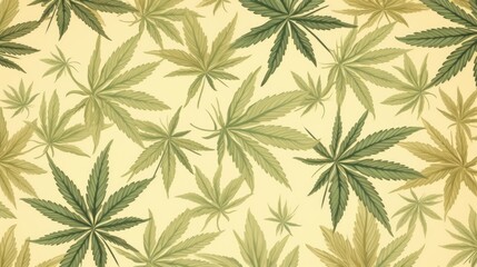 Background with Cream marijuana leaves
