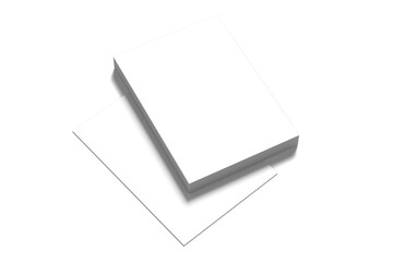 Isolated shot of stacked blank paper on plain background.