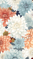 Elegant Stylized Floral Pattern: A Dance of Colors and Depth