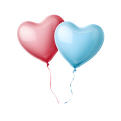 Pink and Blue Heart Shape Balloon Isolated on Transparent Background. Generative AI