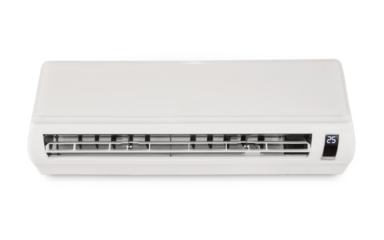 Air conditioner wall type. Electricity home appliance. Cooling product for hot climate in summer. 25 degree celsius