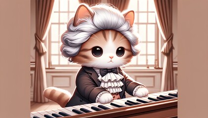 ベートーヴェンの猫奏曲 - obrazy, fototapety, plakaty