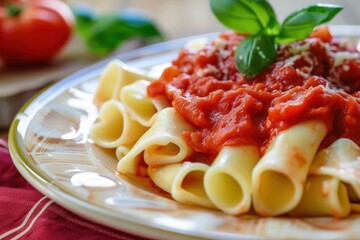 Different types of Italian pasta served with sauce