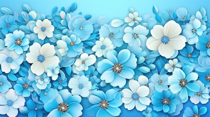 Background with different flowers in Sky Blue color