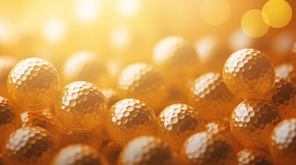 Background with golf balls in Amber color - obrazy, fototapety, plakaty