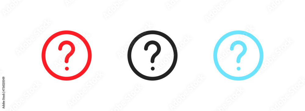 Wall mural question mark icons set. flat, set of question marks icons. vector icons