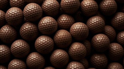 Background with golf balls in Coffee Brown color - obrazy, fototapety, plakaty