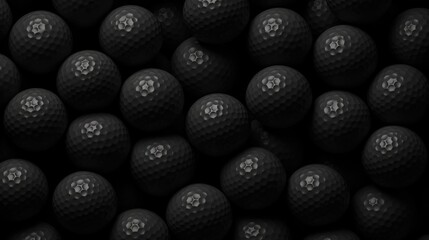 Background with golf balls in Jet Black color. - obrazy, fototapety, plakaty