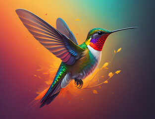 fliegender Kolibri - obrazy, fototapety, plakaty