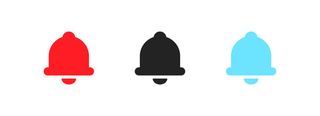 Bell icons set. Flat, buttons for notification design, fill bell icons set. Vector icons