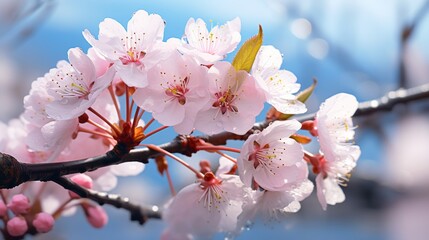 Close Up of a Branch With Pink Flowers