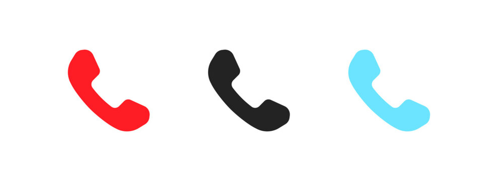 Handset icons set. Flat, color, set of fill handset icons. Vector icons