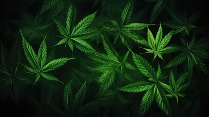Background with Green marijuana leaves. - obrazy, fototapety, plakaty