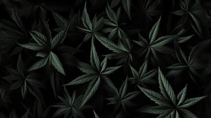 Background with Jet Black marijuana leaves.