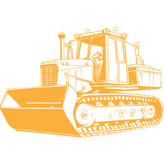Bulldozer Heavy Equipment Line Art Icon - obrazy, fototapety, plakaty