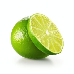 a Fresh lime fruit, studio light , isolated on white background