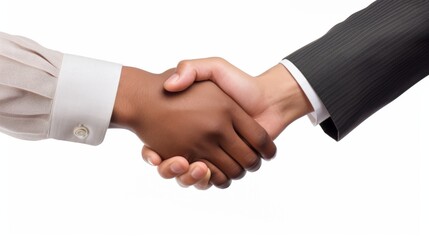 Business handshake and business people concepts. Two men shaking hands isolated on white background.