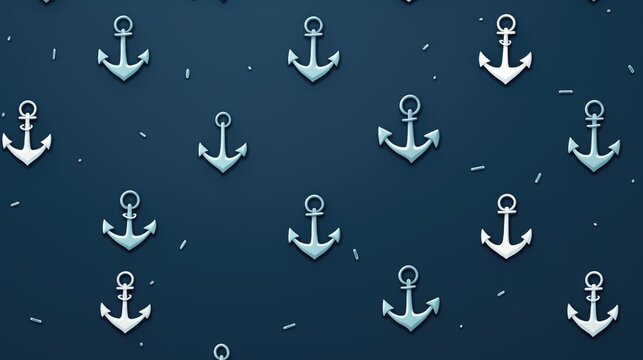 Background with minimalist illustrations of anchors in Navy Blue color