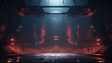 basketball court inside a altered carbon city