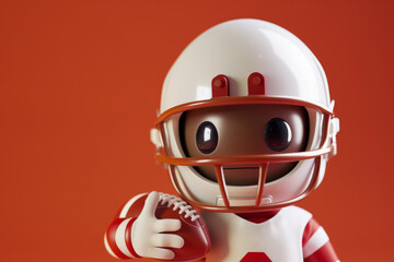 A cute friendly 3d American football player character. 3D Rendering style illustration