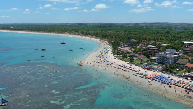Porto de Galinhas. Beach. Brazil. The collection of incredible tidal pools is one of the main reasons why Porto Galinhas is so popular. Going to the pools can be done in a small sailboat.