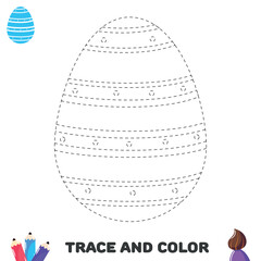 Trace and color egg with waves and dots. Handwriting practice for kids. Activity leisure page for preschoolers.