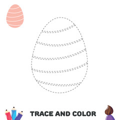 Trace and color egg with waves pattern. Handwriting practice for kids. Activity leisure page for preschoolers.