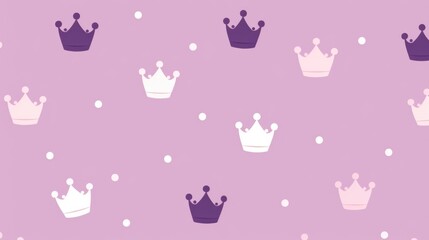 Background with minimalist illustrations of crowns in Mauve color