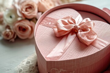 Creative packaging idea, for couples in love who want to surprise each other and are romantic. Heart-shaped gift box. Generative AI