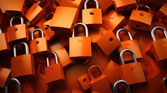 Background with padlocks in Orange color