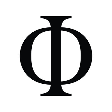 Phi greek letter icon , black isolated vector illustration