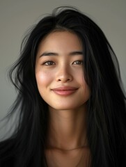 Naklejka premium Young Asian Woman with a Beautiful Smile
