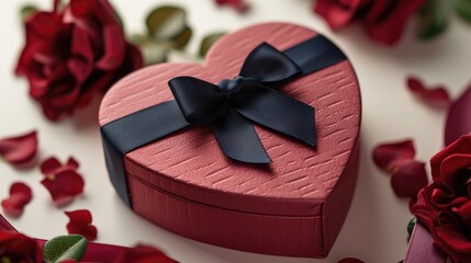 Creative packaging idea, for couples in love who want to surprise each other and are romantic. Heart-shaped gift box. Generative AI