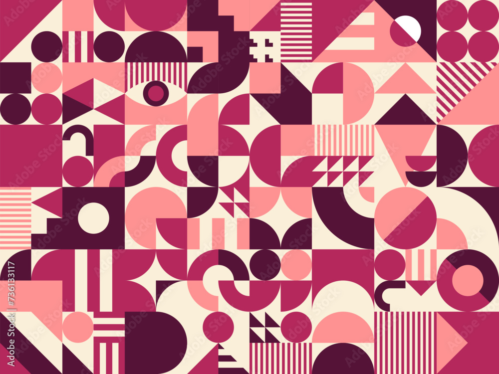 Poster beige, pink, maroon and purple modern geometric pattern, abstract background. vector contemporary ti
