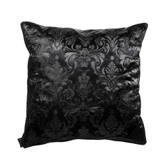 decorative black pillow, isolated on transparent background.