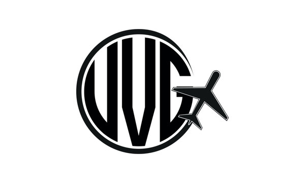 UVG three initial letter circle tour & travel agency logo design vector template. hajj Umrah agency, abstract, wordmark, business, monogram, minimalist, brand, company, flat, tourism agency, tourist