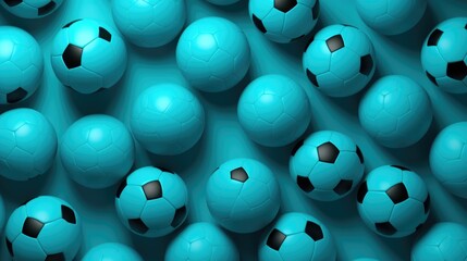 Background with soccer balls in Cyan color