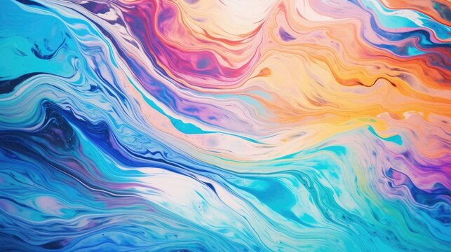 Abstract marbled acrylic paint ink painted waves painting texture colorful background banner