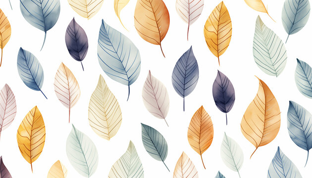 Water color seamless pattern with nature leaf