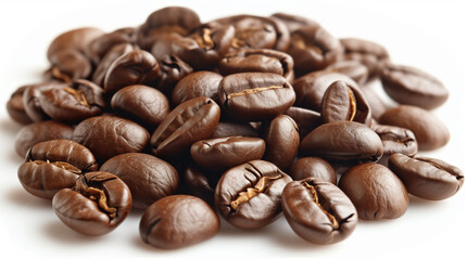 Naklejka premium Isolated set of coffee berries, beans and coffee cherries from arabica coffee. This file has clip paths separate object easy to useful for works like menu design, brochure, magazine, food business.