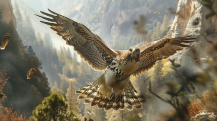 Beautiful winged hawk birds that dazzle the eye, the beauties of creation Generative AI