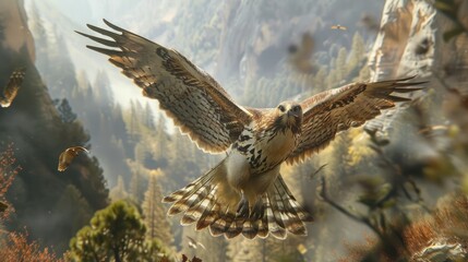 Fototapeta premium Beautiful winged hawk birds that dazzle the eye, the beauties of creation Generative AI