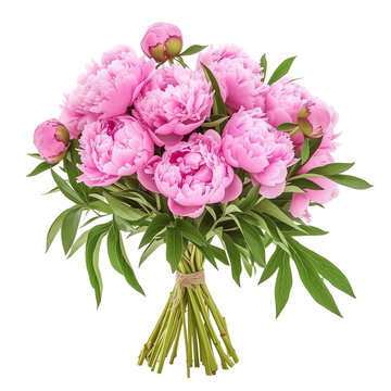 bouquet of pink peonies flowers , isolated on transparent background