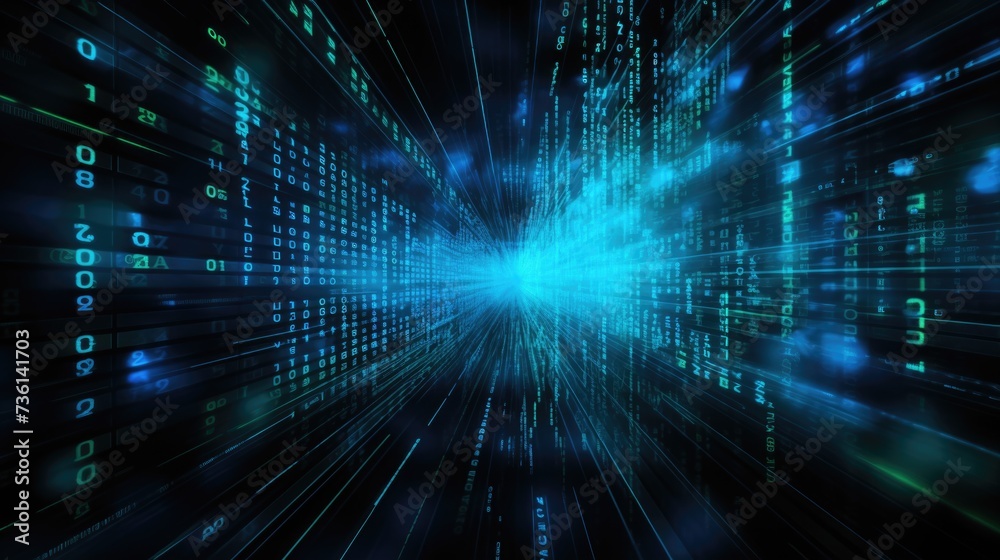 Wall mural binary code background, abstract digital technology background, cyber abstract background