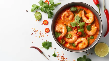 Fotobehang shrimp with tomato soup and pepers © Creative-Touch