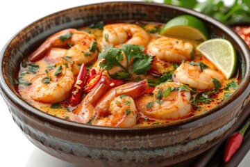 a bowl of thai Tom Yum goong professional advertising food photography