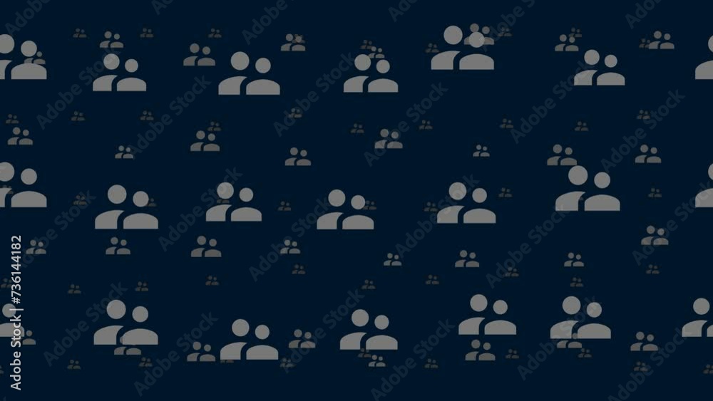Poster group symbols float horizontally from left to right. parallax fly effect. floating symbols are locat